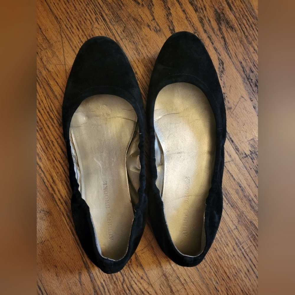 Audrey Brooke Black Suede Ballet Flats Size 8